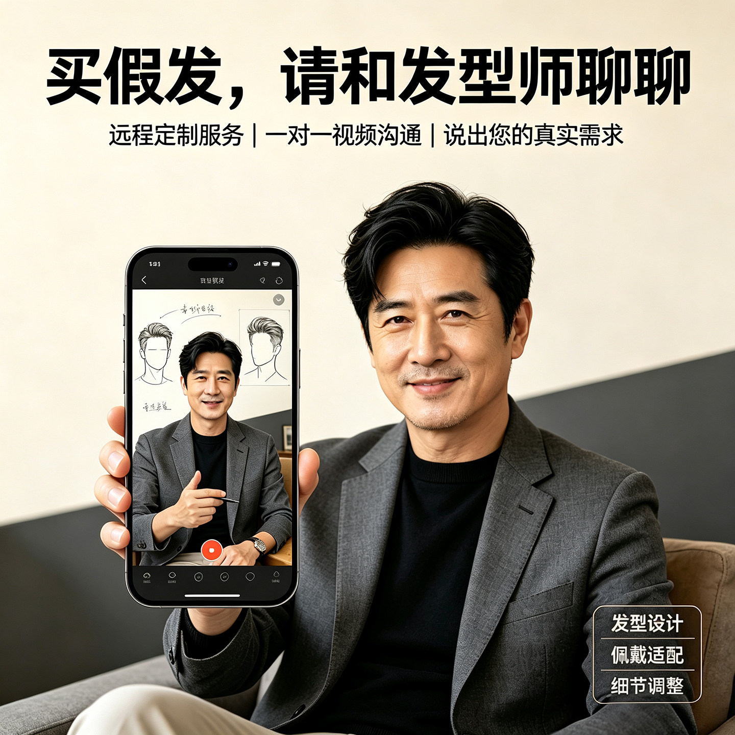 真发假发一对一服务远程精修发型
