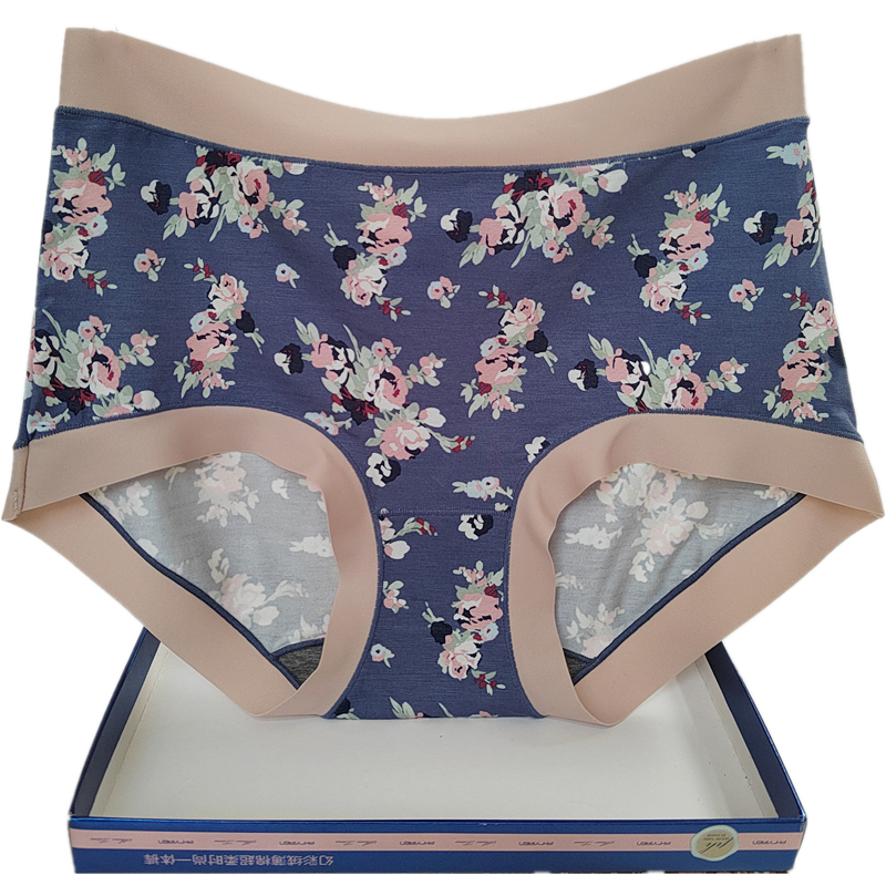 彩田花仙子内裤女印花抑菌棉高腰
