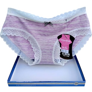 彩田低腰平脚内裤 全棉5088纯色女孩年轻蕾丝边36127性感包臀30139