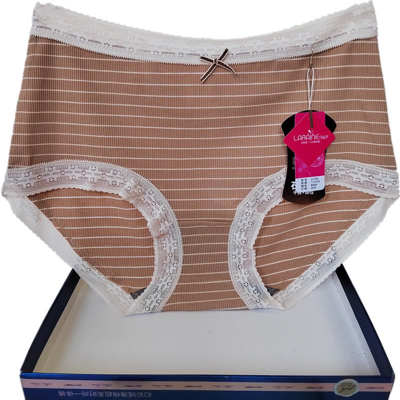 彩田内裤女士花仙子中腰21701高腰21702螺纹条纹石墨烯抗菌蕾丝边,女士内衣/男士内衣/家居服,女三角裤,淘宝优惠券,粉丝福利购,淘宝优惠卷