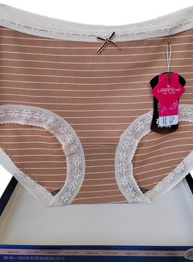 彩田内裤女士花仙子中腰21701高腰21702螺纹条纹石墨烯抗菌蕾丝边