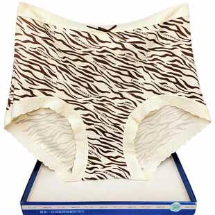 彩田1A330斑马条纹莫代尔内裤 性感面膜抗菌石墨烯蕾丝 女高腰大码