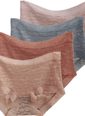 3条装彩田内裤女全蕾丝网纱透气抗菌性感纯色简约石墨烯中腰31721