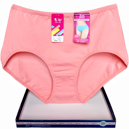 彩田高腰纯色纯棉全棉内裤女7005大码包臀三角中年简约舒适透气新