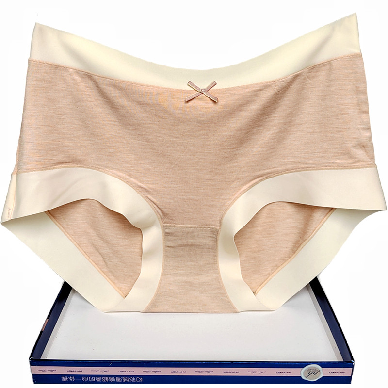 彩田内裤女双色纱高腰31989抗菌平脚无痕边简约青年纯色莫代尔秋