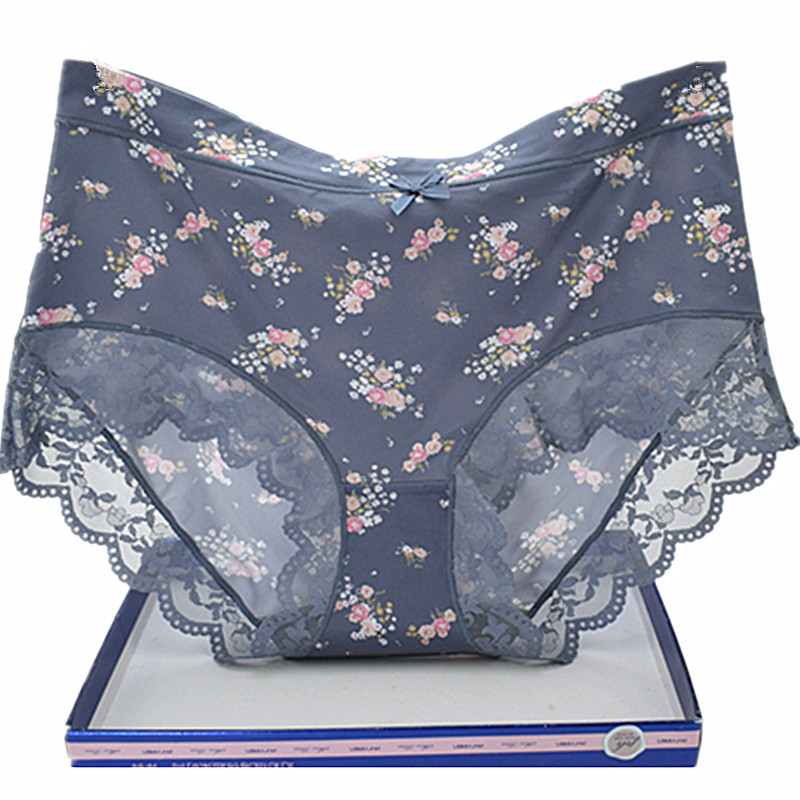 彩田花仙子内裤女高腰大码21272蕾丝边石墨烯速干抑菌包臀印花夏