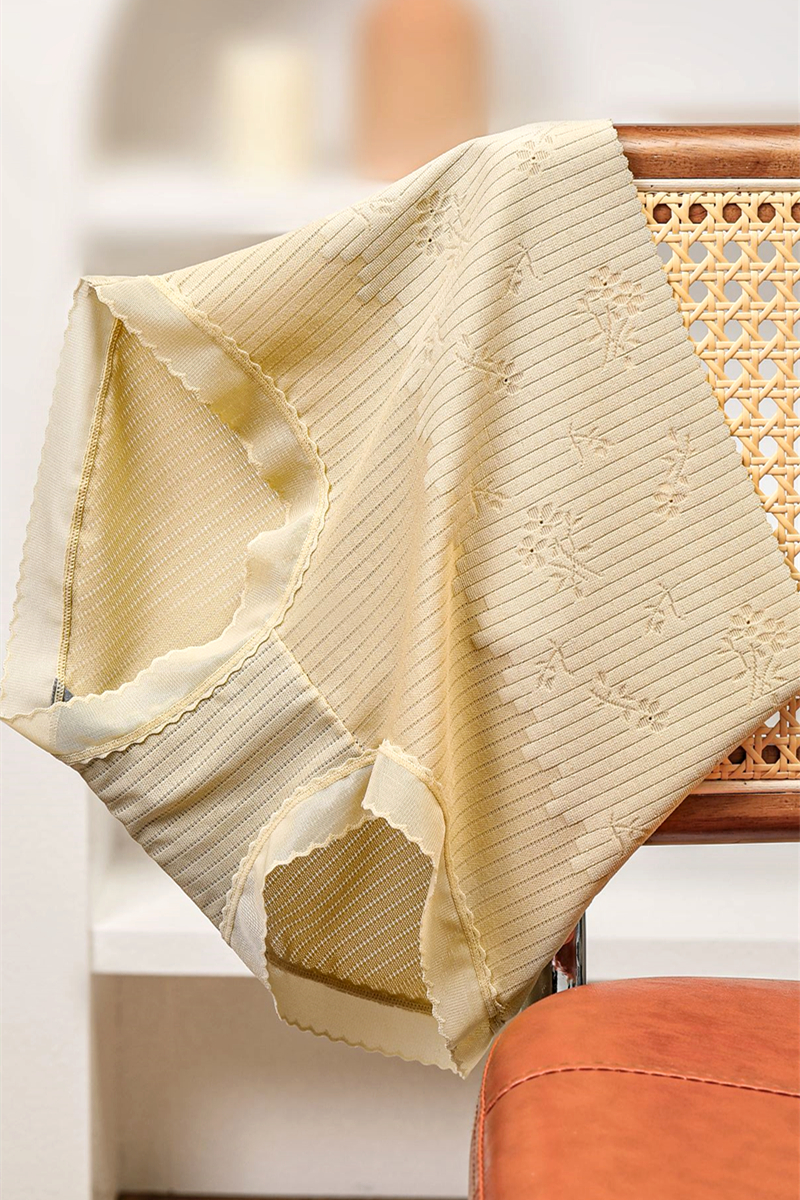 彩田内裤收腹提花纯色蕾丝边速干