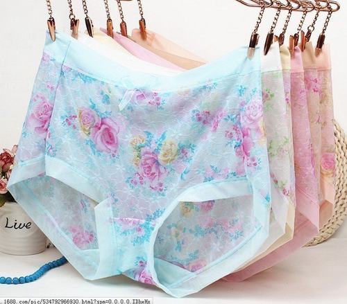 彩田内裤女中腰花仙子蕾丝透气