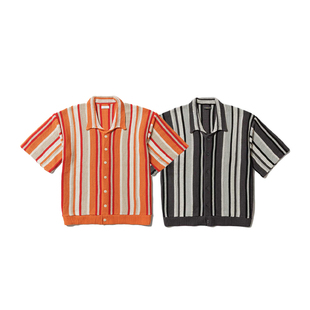 现货授权FLAGSTUFF STRIPE SUMMER SWEATER 条纹短袖针织衬衫25SS