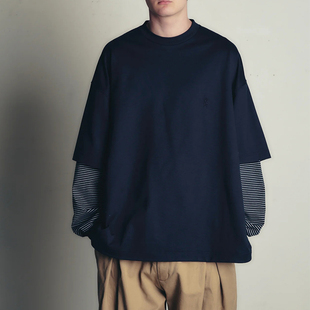 休闲宽松条纹拼接长袖 现货授权is LAYERED BALLOON T恤25AW ness