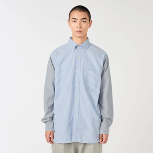 现货nanamica Button Down Stripe Storm Shirt 拼接条纹衬衫26SS