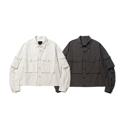 现货授权meanswhile 宽松休闲口袋衬衫长袖纯色25AW