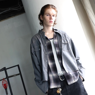 SHIRT 现货授权JIEDA SHORT WESTERN 外套26SS 复古水洗牛仔衬衫