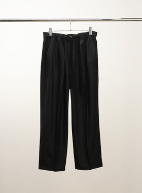 现货授权ANCCELLM BACKSATIN BELTLESS SLACKS宽松长裤松紧带25FW