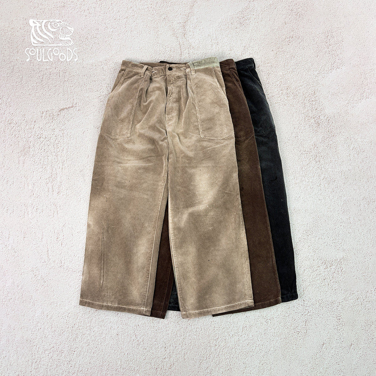 现货授权ANCELLM AGING CORDUROY PANTS旧化灯芯绒贝克工装裤26FW