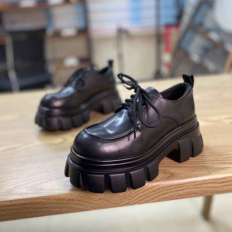 厚底春季欧货松糕增高小皮鞋松糕