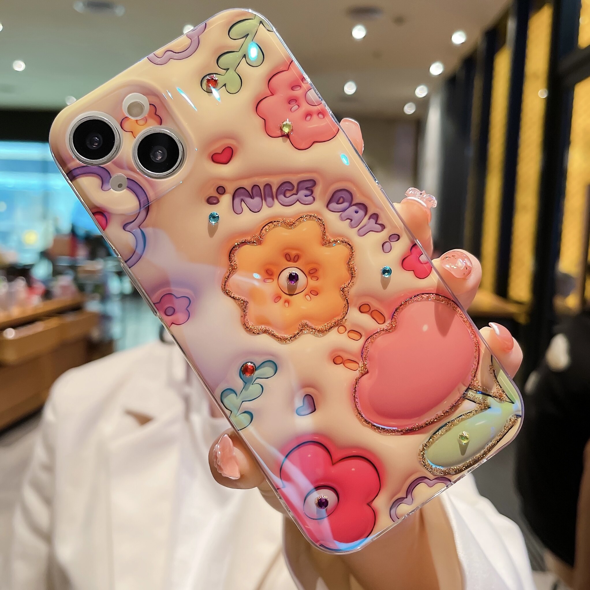 适用iphone14手机壳苹果13promax 3D立体感郁金香花朵12韩风3D新款11pm手机套女款xsmax蓝光xr