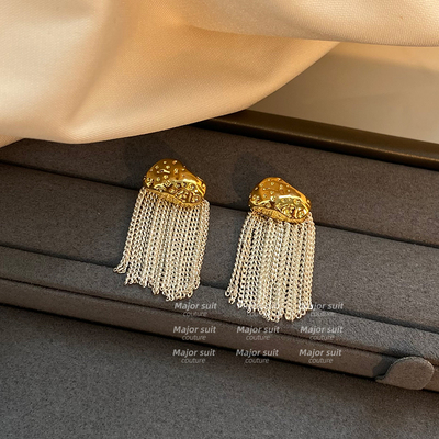 法式瀑布流苏耳环显脸小