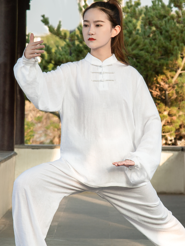 太极服女八段锦新款棉麻太极拳练功服女高端太极服比赛棉麻太极服-封面