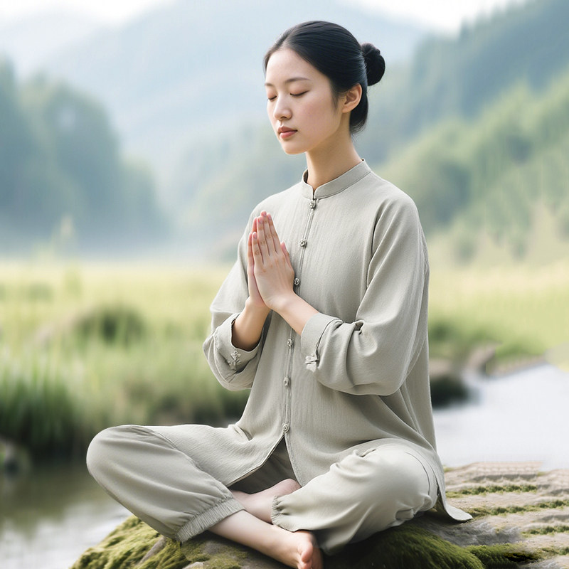 太极服女款新款2026高端棉麻亚麻春秋冬麻棉太极拳练功服男八段锦