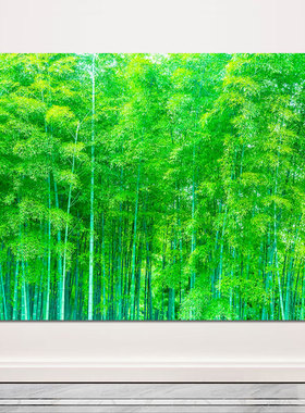 竹林风景画绿色茂盛竹子竹报平安画翠竹步步高升招财旺运风水壁画