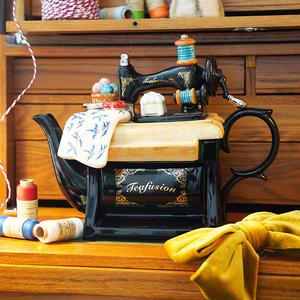 英国制造缝纫机造型手工创意茶壶