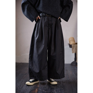 直筒裤 新款 墨砚黑文艺长绒棉复古宽松阔腿休闲裤 冬季 女 杂想