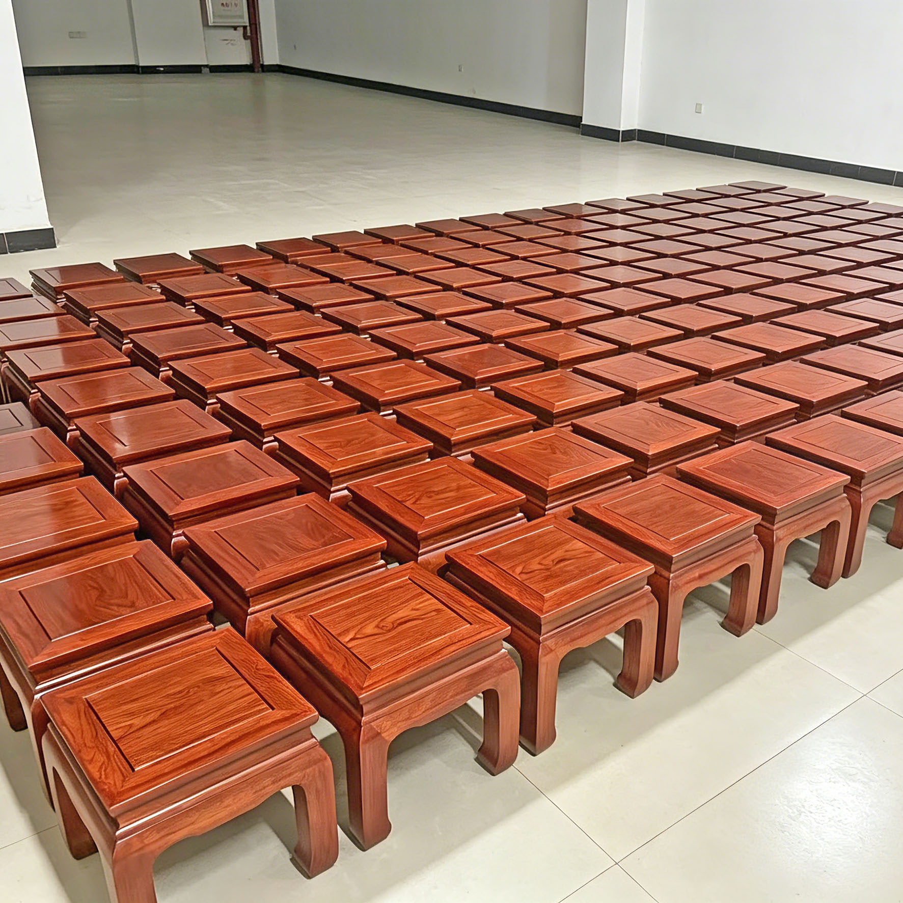 中式实木矮凳客厅茶几方凳红木电纹画纹仿古花梨色胡桃色大奔凳