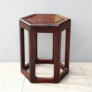 红木六角凳中式现代榫卯高板凳实木酸枝木凳子茶台凳餐椅茶几凳