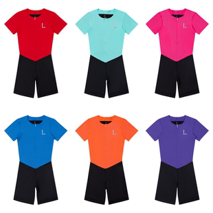 零阻力新款运动训练比赛体考紧身高弹短袖短裤田径短跑男款连体衣