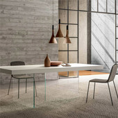 实木悬浮大板桌设计师创意洽谈桌服装 展示长桌简约岛台餐桌 店个性