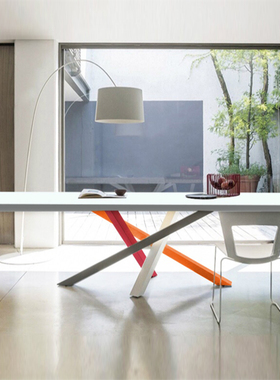 北欧长条桌简约会议桌实木电脑桌设计师办公桌现代个性书桌工作台