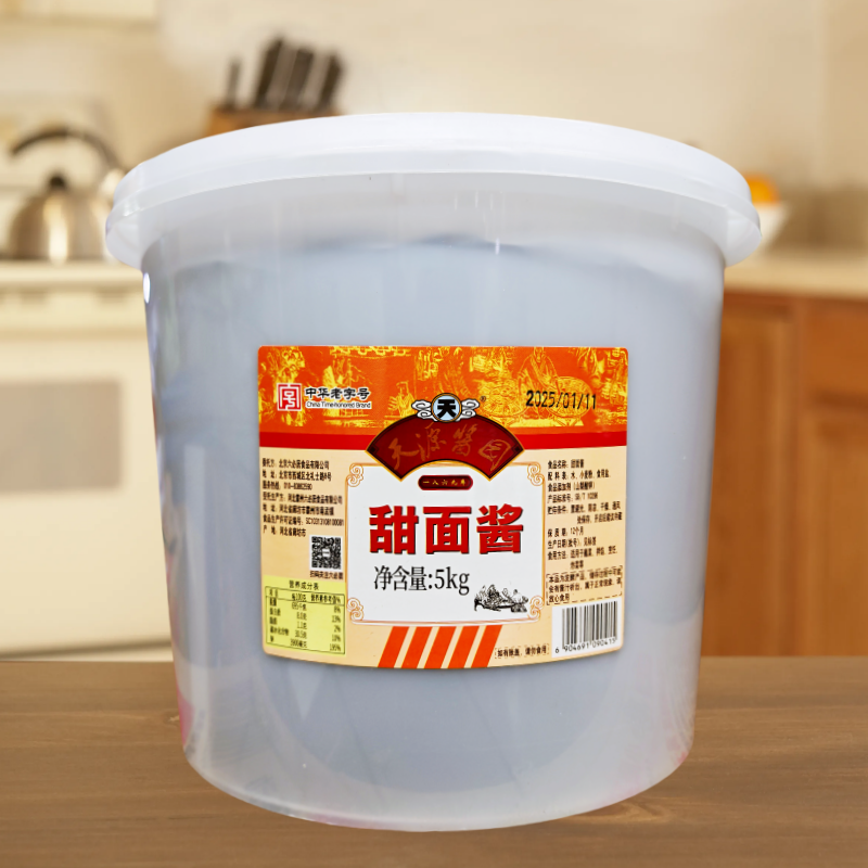 北京六必居天源酱园烤鸭甜面酱5公斤煎饼果子酱蔬菜蘸酱杂酱商用