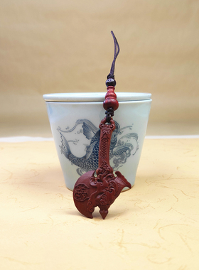 雷击枣木斧子钥匙扣挂件原木吊坠