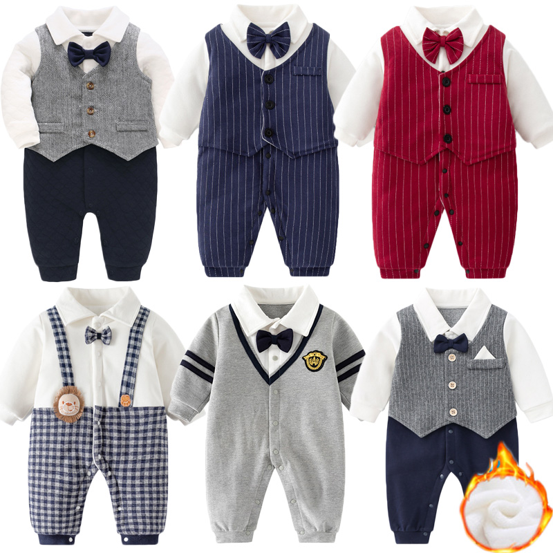 秋冬男宝宝绅士周岁满月西装衣服