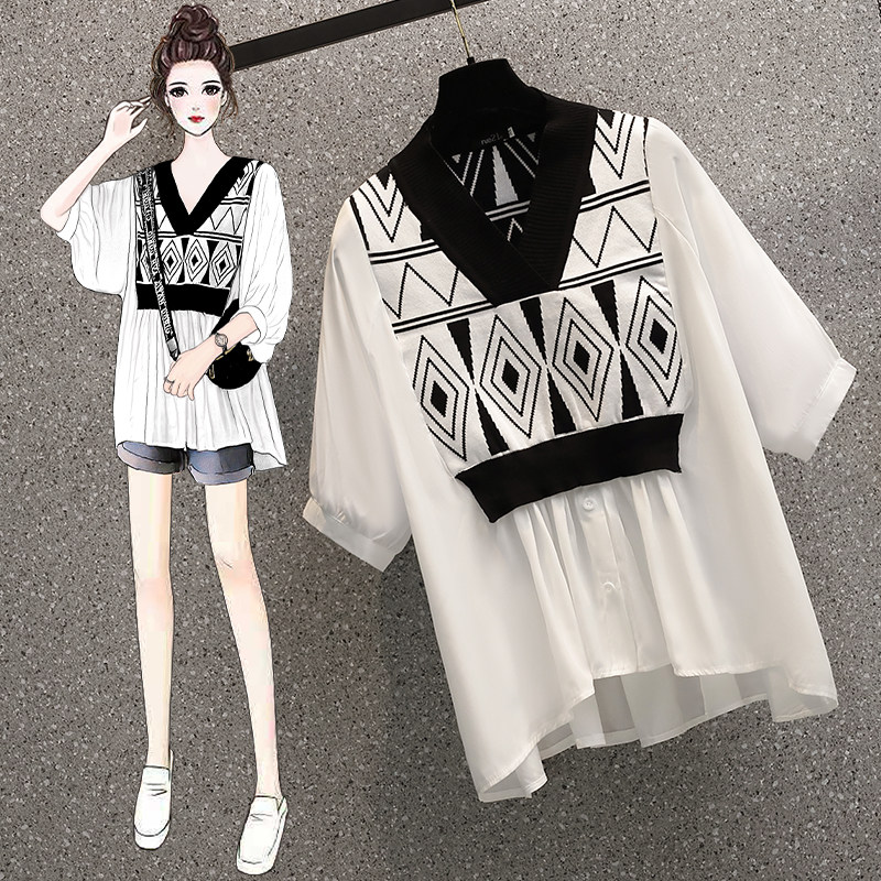 여름 신작 루즈핏 배 커버 슬리밍 산후 모유 수유 셔츠 패셔너블 스플라이싱 핫 엄마 스타일 나들이 수유 탑 여름