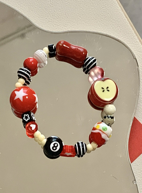 红果果｜原创小众设计ins可爱夏日百搭陶瓷苹果星星骨头串珠手链