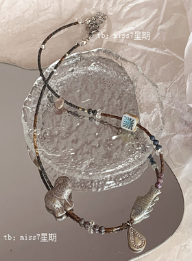 无言｜原创小众设计古着vintage复古ins高级感简约捷克珠串珠项链