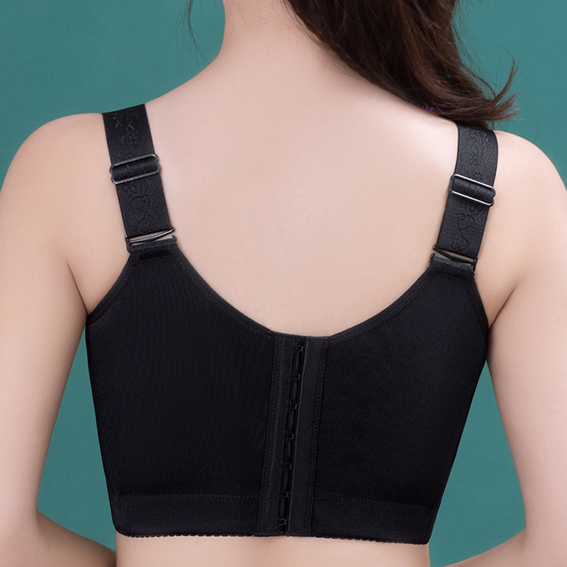 胖MM加大码超薄款无钢圈无海绵大胸显小七排扣收副乳调整型文胸EF