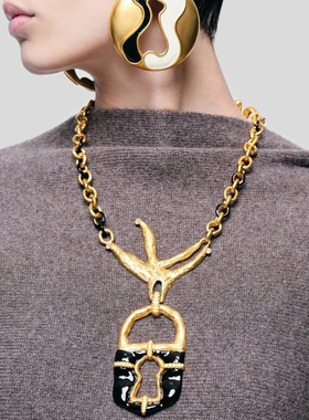 法式复古巴黎风小众轻奢鸽子挂锁吊坠项链时尚高级感长款毛衣链女