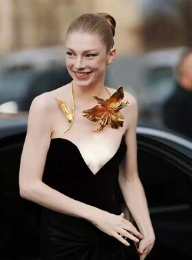 欧美夸张绽放的铃兰花项圈高档奢华颈圈简约百搭配饰葫芦树叶项链