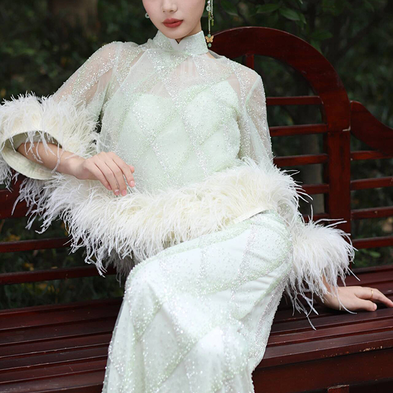 国风镂空新中式旗袍套装