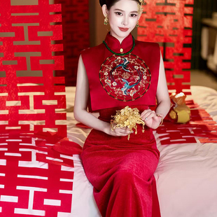 新中式 敬酒服 晨拍礼服女新娘高级感晨袍立领红色礼服婚礼气质套装