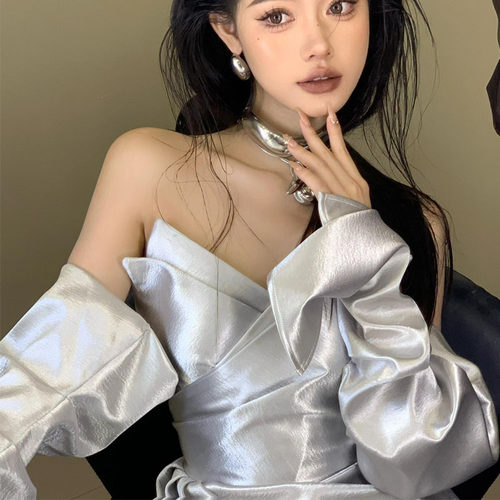 连衣裙一字肩高级感高端