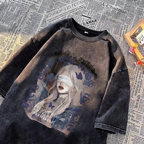 美式复古纯棉宽松短袖男士T恤