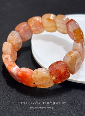 天然樱花玛瑙红色手牌排手链可diy原创水晶首饰女孩小众送人礼物