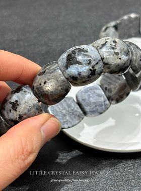 天然黑闪石指甲手牌手链可diy原创水晶项链材料串珠民族风小众