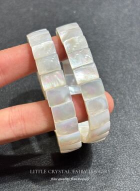 天然贝壳白贝母手牌手排手链可diy原创水晶文玩首饰女生闺蜜礼物