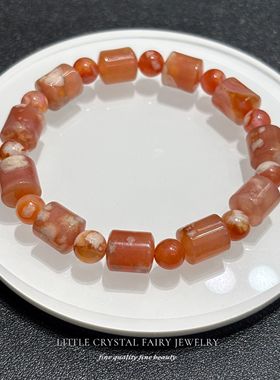 天然绿樱花玛瑙桶珠手串手链可diy原创水晶项链材料串珠民族风