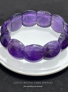 天然紫水晶指甲手牌手链可diy原创水晶饰品复古文艺礼物外贸首饰